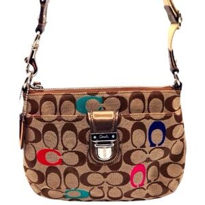 Coach Poppy Multicolor Embroidered Signature C Swingpack Crossbody Buckle Y2K